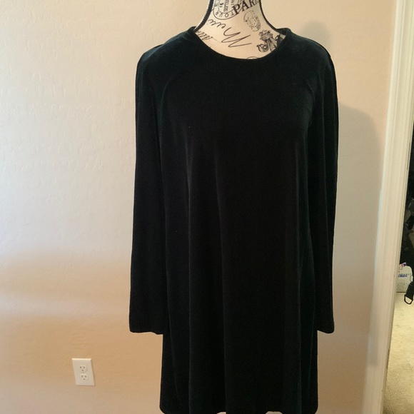 Velvet Dark Forest Green/Black Velvet Dress - Picture 1 of 4